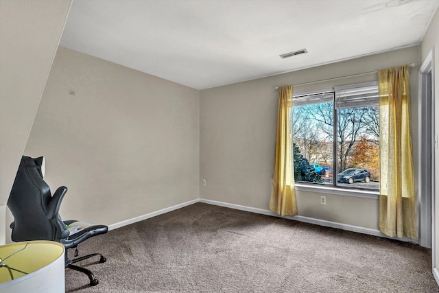 view of carpeted home office