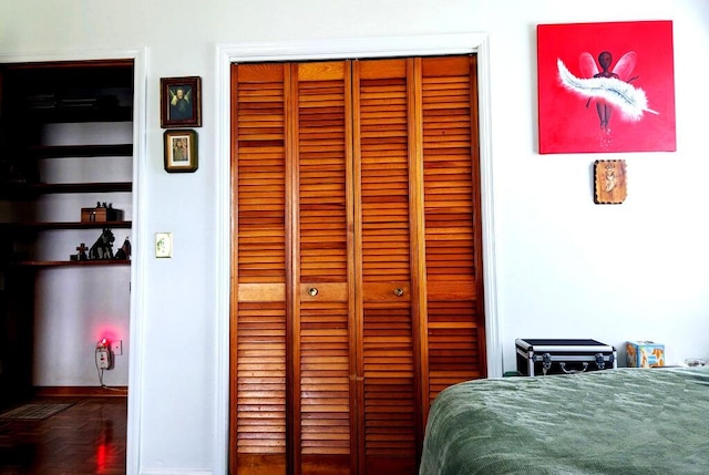 bedroom featuring parquet floors