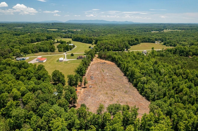 drone / aerial view featuring a mountain view