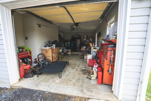 garage with a garage door opener