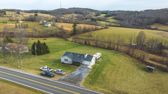 aerial view with a rural view