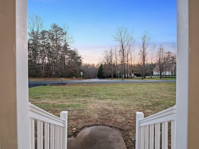 view of yard at dusk