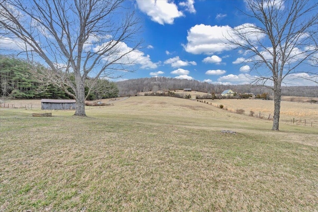 view of yard with a rural view