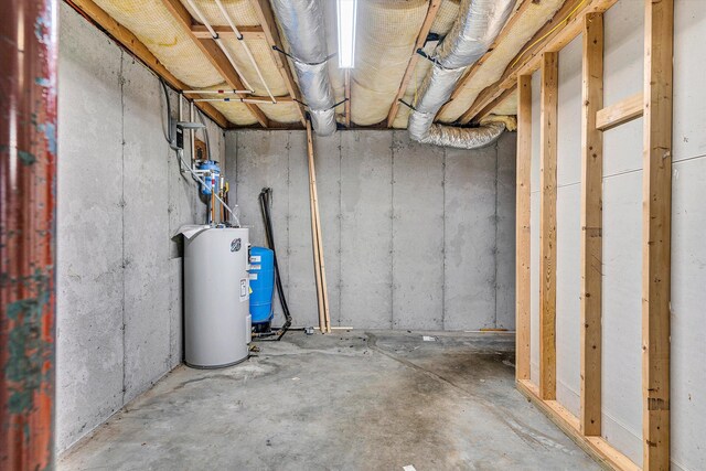 basement with water heater