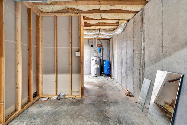 basement with water heater