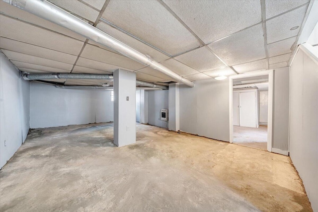 basement featuring heating unit