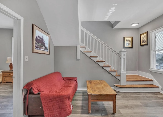 living area featuring hardwood / wood-style floors