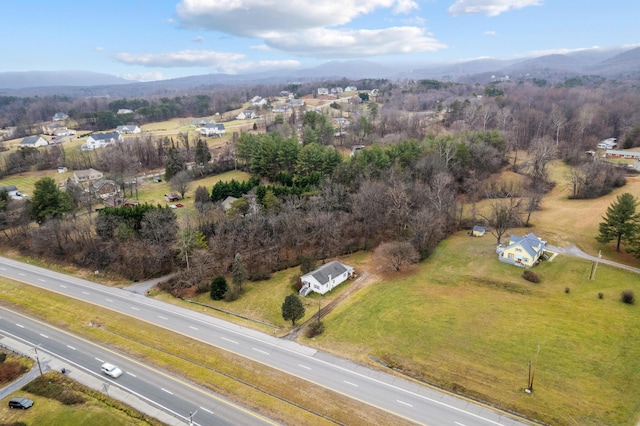 birds eye view of property featuring a mountain view