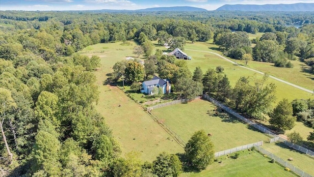 bird's eye view with a mountain view and a rural view