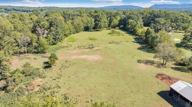 drone / aerial view featuring a mountain view