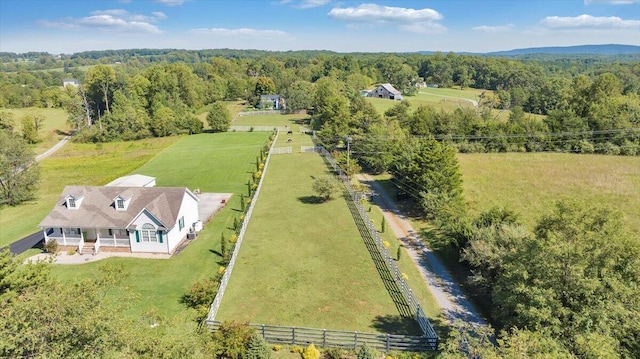 aerial view featuring a rural view