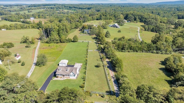 birds eye view of property with a rural view