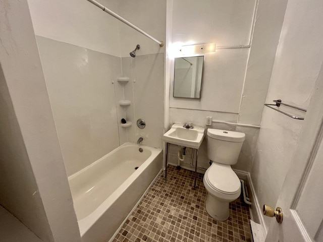 full bathroom with toilet, shower / bath combination, and sink