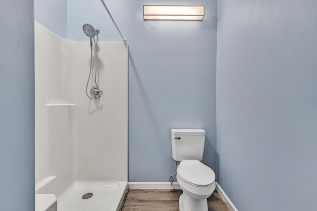306 Carey Ave, Salem, VA 24153 - bathroom featuring toilet, wood-type flooring, and walk in shower