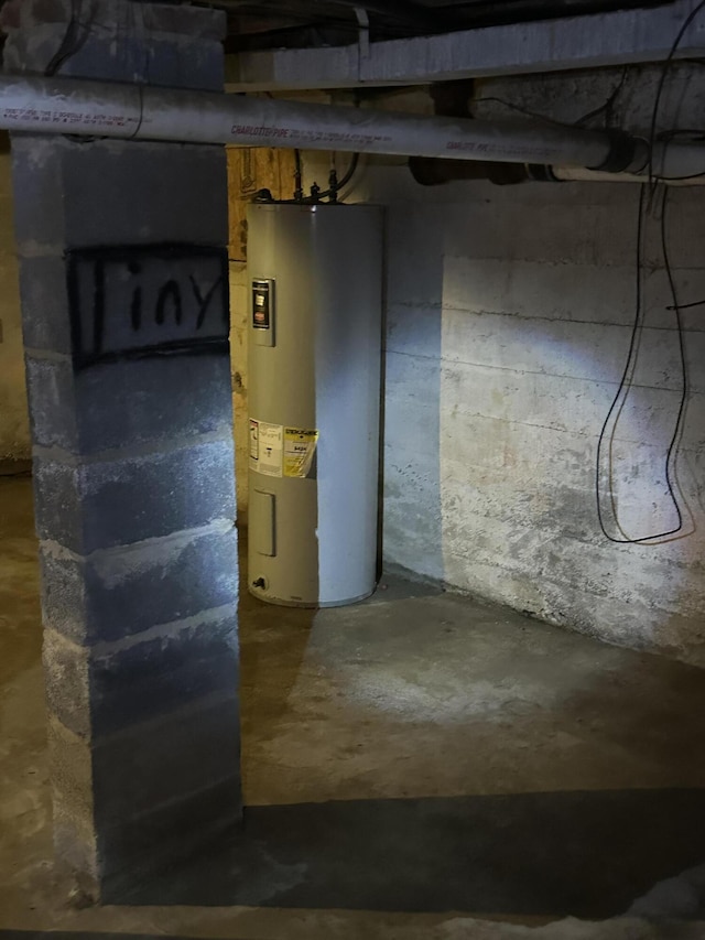 basement with electric water heater