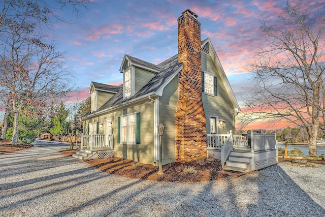 view of property exterior at dusk