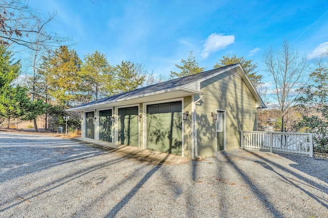 exterior space with a garage