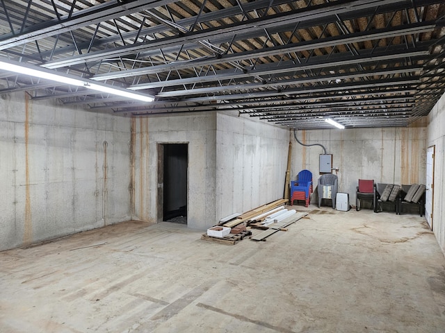 basement with electric panel