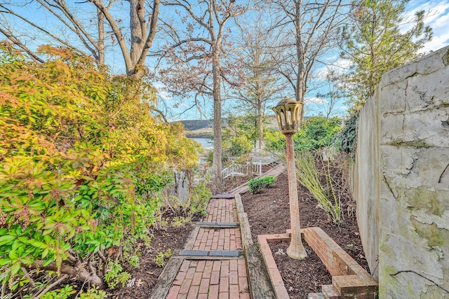 view of yard with a water view