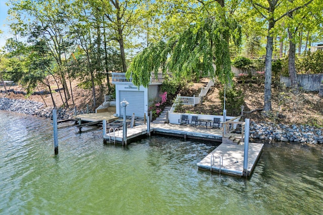 view of dock featuring a water view