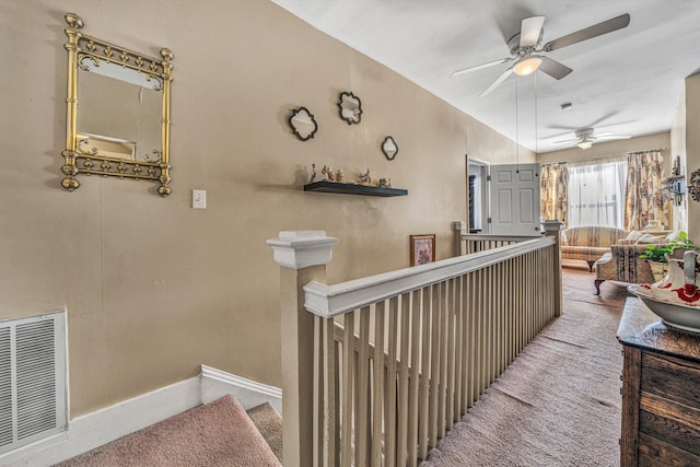 reception area featuring ceiling fan