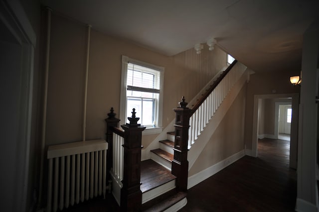 stairs with wood-type flooring