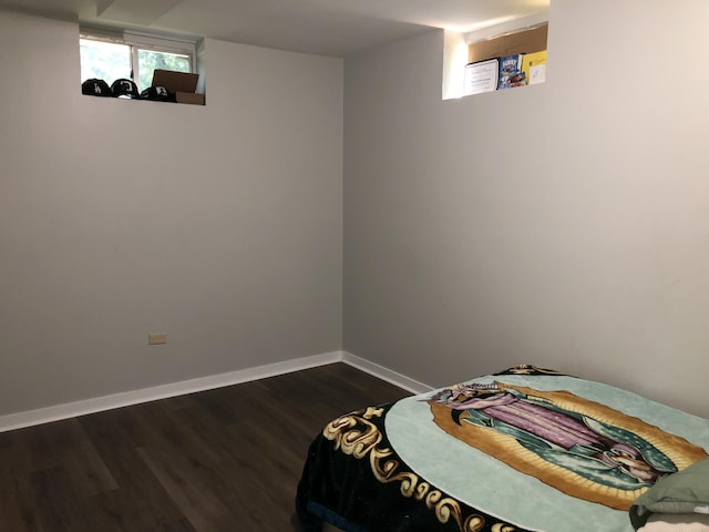 bedroom featuring dark hardwood / wood-style floors