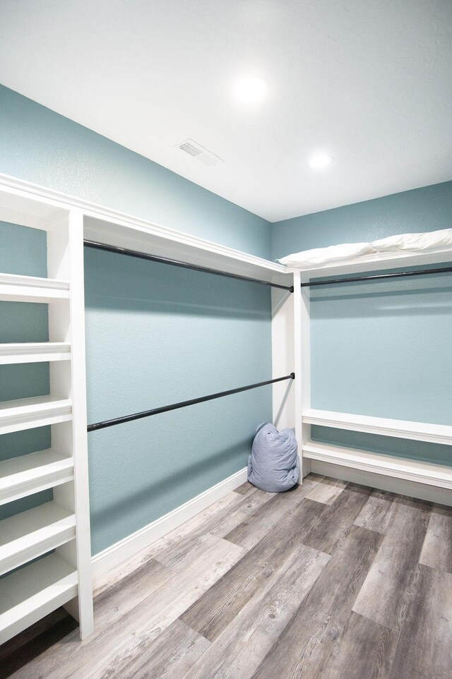 walk in closet featuring wood-type flooring