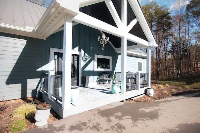 property entrance featuring covered porch