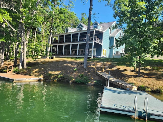 dock area featuring a water view