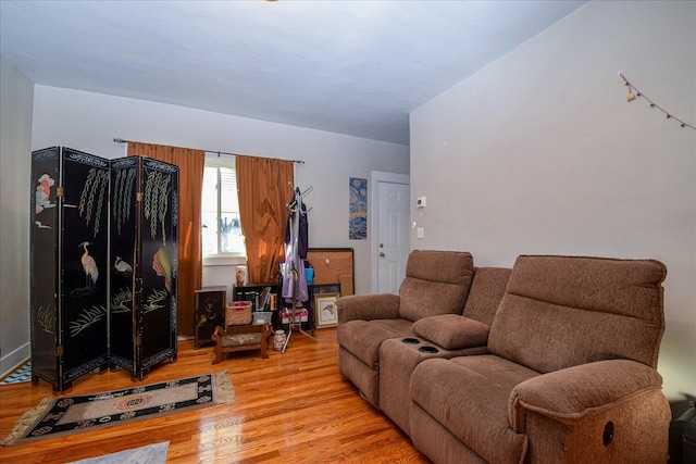 living room with hardwood / wood-style flooring