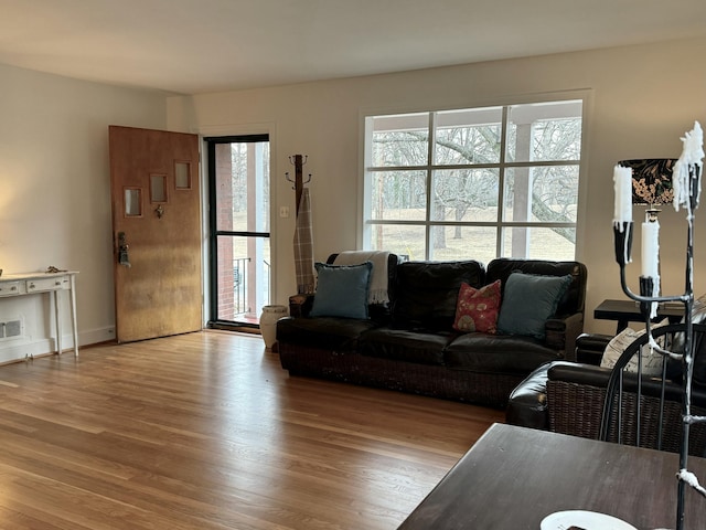 living room featuring light hardwood / wood-style floors