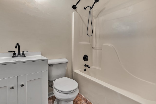 full bathroom featuring toilet, vanity, and shower / bath combination