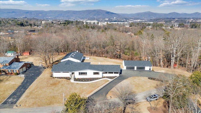 aerial view with a mountain view