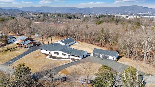 birds eye view of property featuring a mountain view