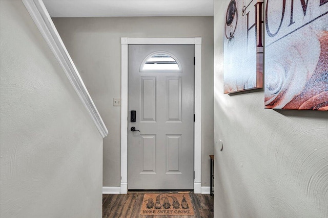 foyer entrance featuring dark hardwood / wood-style floors