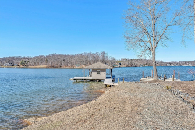 view of dock featuring a water view