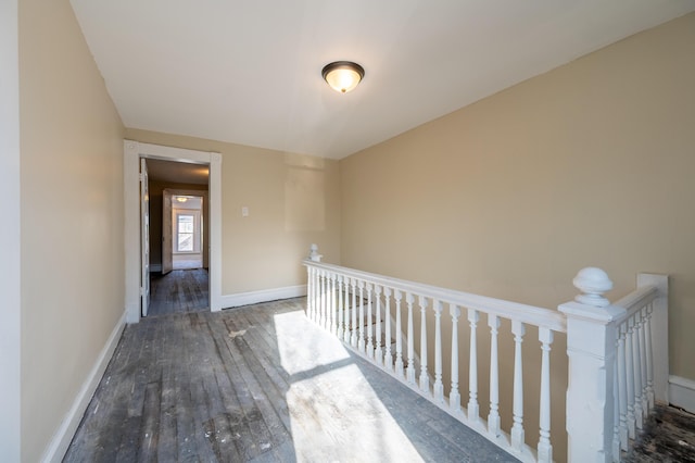 hallway featuring dark wood-type flooring