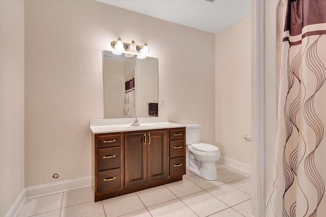 bathroom featuring toilet, tile patterned flooring, and vanity