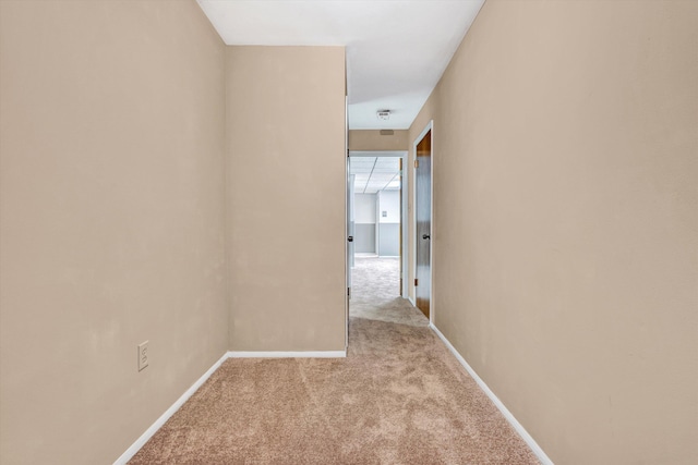 hallway with light carpet