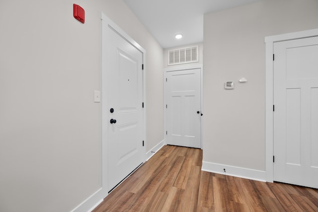 interior space with light hardwood / wood-style flooring