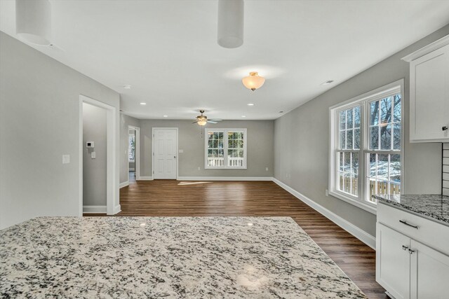 washroom with water heater, dark hardwood / wood-style flooring, electric dryer hookup, and electric panel