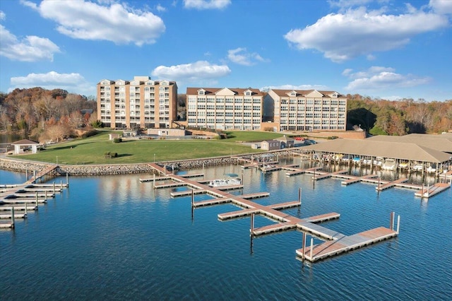 water view with a dock