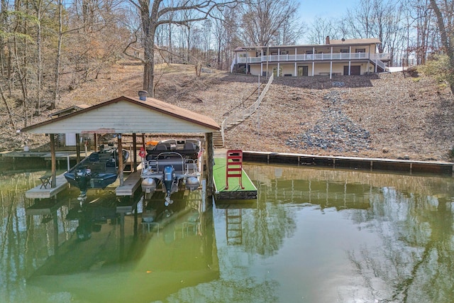 154 Brooks Point Ln, Union Hall, VA 24176 - view of dock with boat lift and a water view