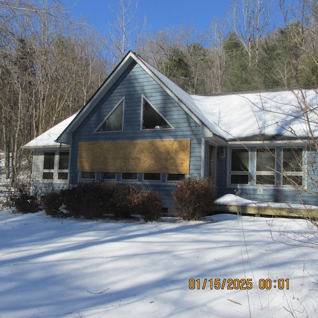 view of snowy exterior