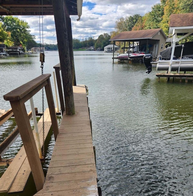 view of dock featuring a water view