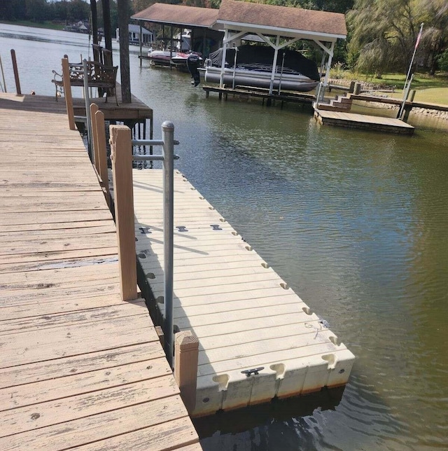 dock area featuring a water view