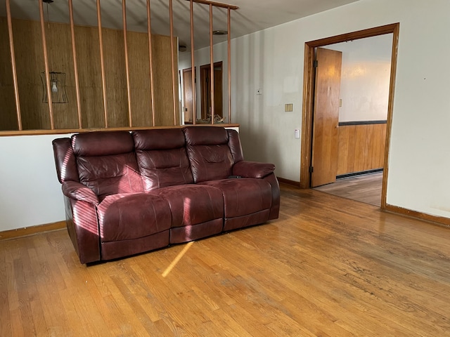 living room with light hardwood / wood-style floors