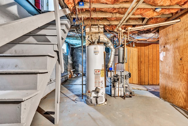 basement featuring water heater