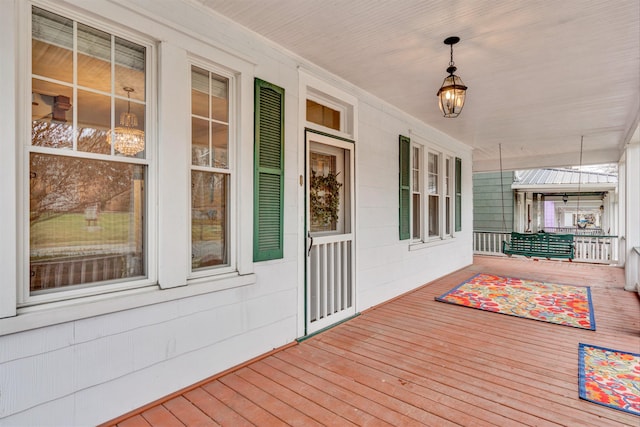 deck with covered porch